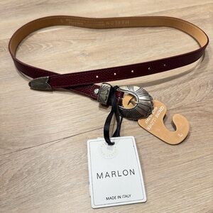 MARLON burgundy Leather Buckle Belt sz S nwt
